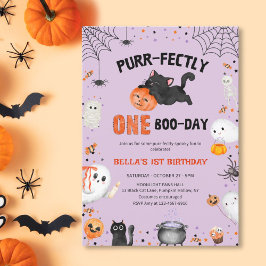 Gesponnen-fectly One Boo-day Cat Halloween 1st Bir Kaart