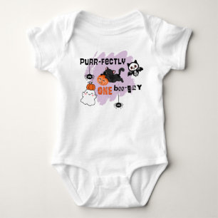 Gesponnen-fectly One Boo-day Cat Halloween 1st Bir Romper