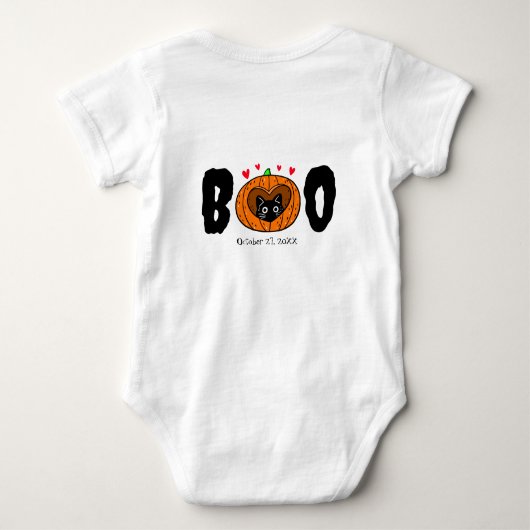 Gesponnen-fectly One Boo-day Cat Halloween 1st Bir Romper (Achterkant)