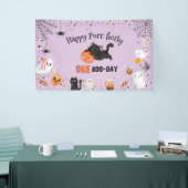 Gesponnen-fectly One Boo-day Cat Halloween 1st Bir Spandoek (Beurs)