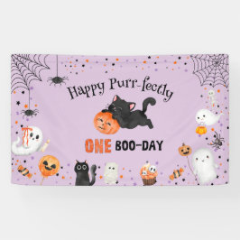 Gesponnen-fectly One Boo-day Cat Halloween 1st Bir Spandoek
