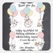 Gesponnen-fectly One: Cat Theme 1st Verjaardag Dan Vierkante Sticker (Voorkant)