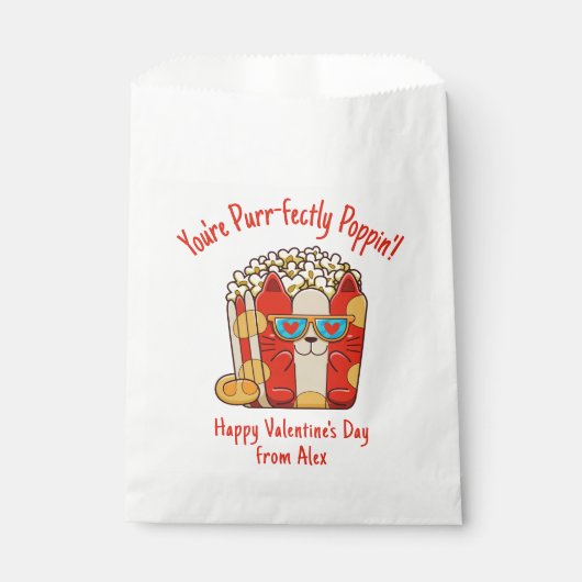 Gesponnen-fectly Poppin 'Funny Cat Popcorn Valenti Bedankzakje (Voorkant)