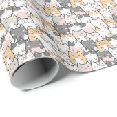 Gesponnen-fectly Schattig Cat Doodle Wrapping Pape Cadeaupapier (Rol Hoek)