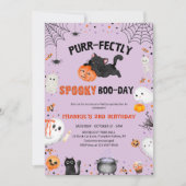 Gesponnen-fectly Spooky Boo-day Cat Halloween Verj Kaart (Voorkant)