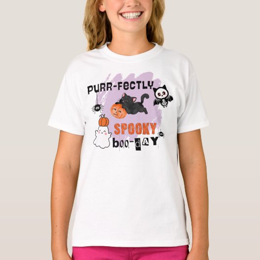Gesponnen-fectly Spooky Boo-day Cat Halloween Verj T-shirt (Voorkant)