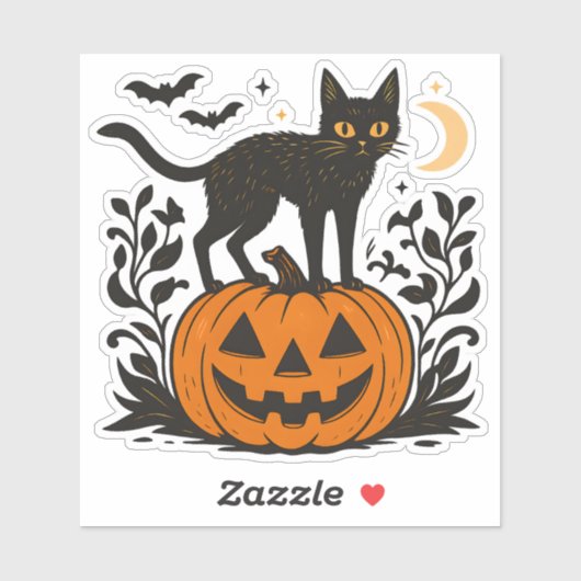 Gesponnen-fectly Spooky Schattigee Halloween Cat Sticker (Vel)