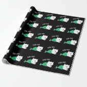 Gesponnen grappige Kitty Cat Mermaid Pun Dark BG Cadeaupapier (Uitgerold)