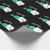 Gesponnen grappige Kitty Cat Mermaid Pun Dark BG Cadeaupapier (Hoek)