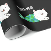 Gesponnen grappige Kitty Cat Mermaid Pun Dark BG Cadeaupapier (Rol Hoek)