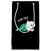 Gesponnen grappige Kitty Cat Mermaid Pun Dark BG Klein Cadeauzakje (Voorkant)