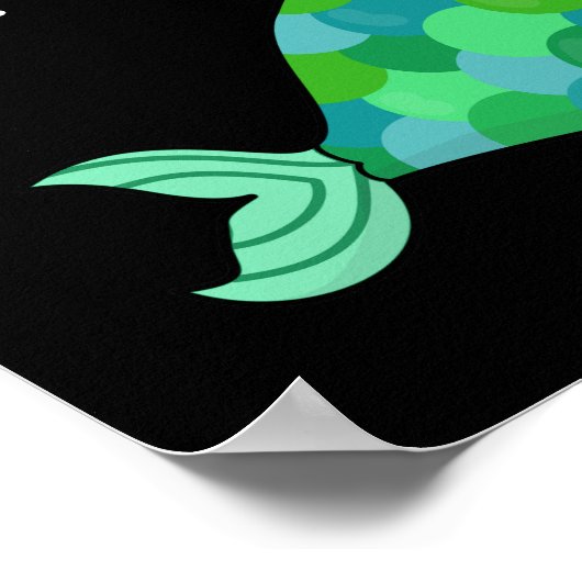 Gesponnen grappige Kitty Cat Mermaid Pun Dark BG Poster (Hoek)