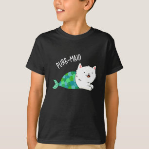 Gesponnen grappige Kitty Cat Mermaid Pun Dark BG T-shirt