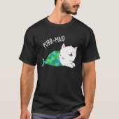 Gesponnen grappige Kitty Cat Mermaid Pun Dark BG T-shirt (Voorkant)