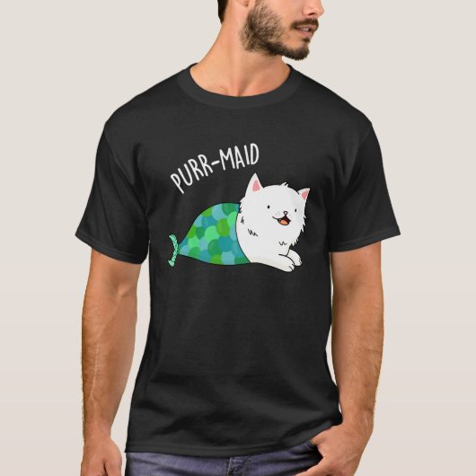 Gesponnen grappige Kitty Cat Mermaid Pun Dark BG T-shirt (Voorkant)