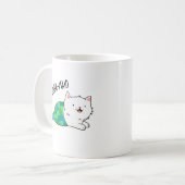 Gesponnen grappige Kitty Cat Mermaid Pun Koffiemok (Voorkant links)