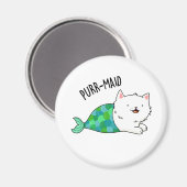 Gesponnen grappige Kitty Cat Mermaid Pun Magneet (Voorkant / Achterkant)