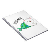 Gesponnen grappige Kitty Cat Mermaid Pun Notitieboek (Rechterzijde)