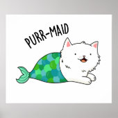 Gesponnen grappige Kitty Cat Mermaid Pun Poster (Voorkant)