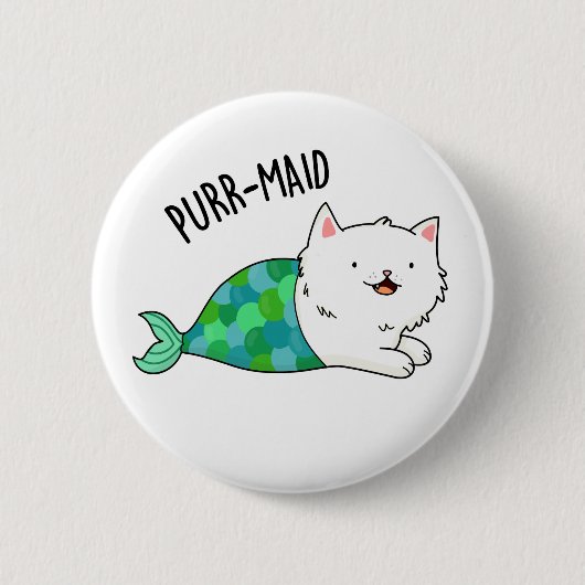 Gesponnen grappige Kitty Cat Mermaid Pun Ronde Button 5,7 Cm (Voorkant)