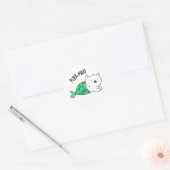 Gesponnen grappige Kitty Cat Mermaid Pun Ronde Sticker (Envelop)