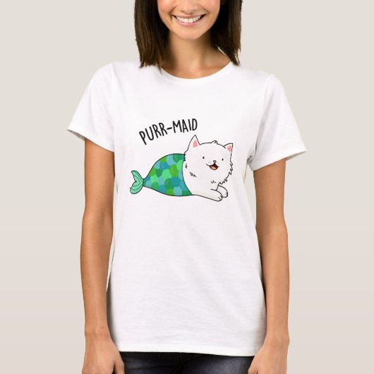 Gesponnen grappige Kitty Cat Mermaid Pun T-shirt (Voorkant)