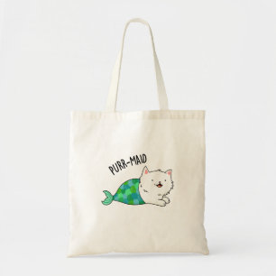 Gesponnen grappige Kitty Cat Mermaid Pun Tote Bag