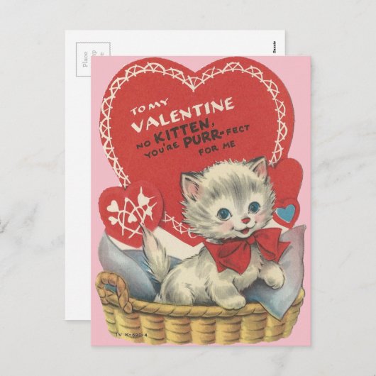  Gesponnen Kitten Valentijn Feestdagenkaart (Voorkant / Achterkant)