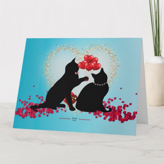 Gesponnen Liefde - Kat Valentijn Ballonnen - Cadea Kaart (Voorkant)