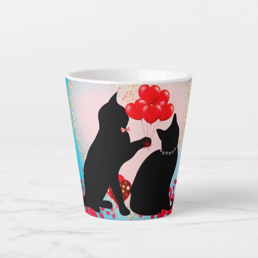 Gesponnen Liefde - Kat Valentijn Ballonnen - Cadea Latte Mok (Voorkant)