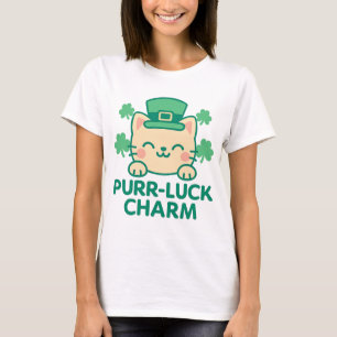 Gesponnen-Luck Charm Schattigee Cat St. Patrick's T-shirt