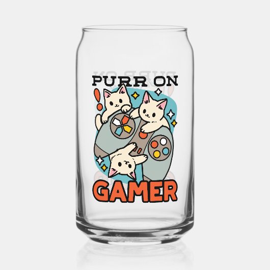 Gesponnen op Gamer - Schattige Cat Gaming Design Blikvorm Glas (Voorkant)