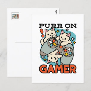 Gesponnen op Gamer - Schattige Cat Gaming Design Briefkaart