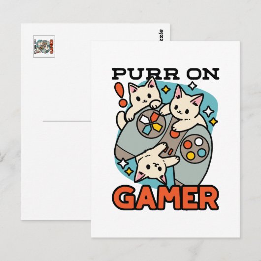 Gesponnen op Gamer - Schattige Cat Gaming Design Briefkaart (Voorkant / Achterkant)