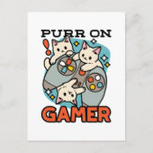 Gesponnen op Gamer - Schattige Cat Gaming Design Briefkaart (Voorkant)