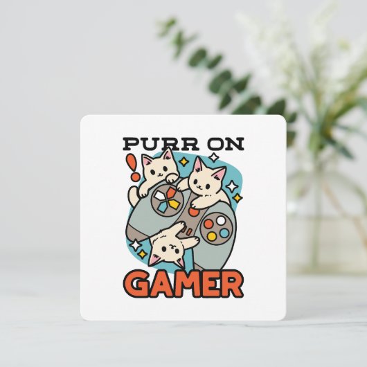 Gesponnen op Gamer - Schattige Cat Gaming Design Feestdagenkaart (Staand voorkant)