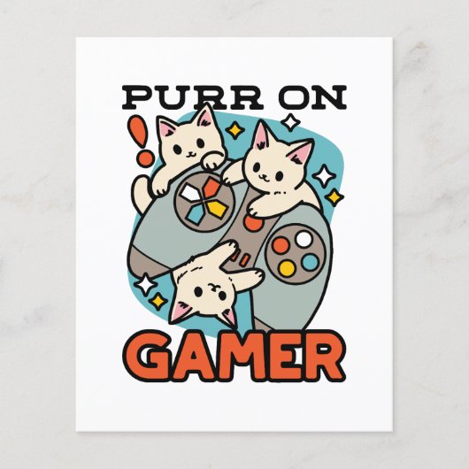 Gesponnen op Gamer - Schattige Cat Gaming Design Flyer (Voorkant)
