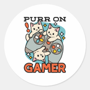 Gesponnen op Gamer - Schattige Cat Gaming Design Ronde Sticker