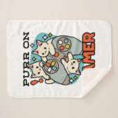 Gesponnen op Gamer - Schattige Cat Gaming Design Sherpa Deken (Voorkant (horizontaal))