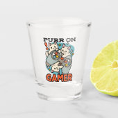 Gesponnen op Gamer - Schattige Cat Gaming Design Shot Glas (Voorkant)