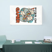 Gesponnen op Gamer - Schattige Cat Gaming Design Spandoek (Beurs)