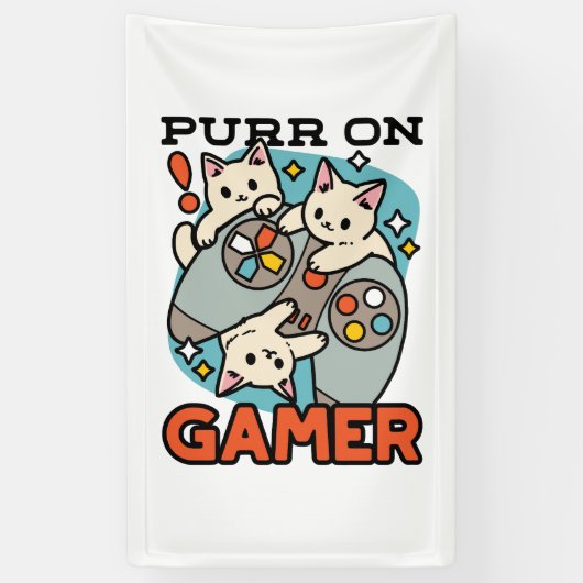Gesponnen op Gamer - Schattige Cat Gaming Design Spandoek (Verticaal)