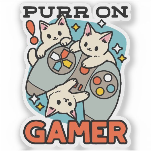 Gesponnen op Gamer - Schattige Cat Gaming Design Sticker (Voorkant)
