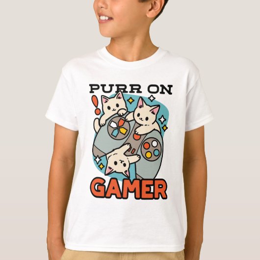 Gesponnen op Gamer - Schattige Cat Gaming Design T-shirt (Voorkant)