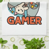 Gesponnen op Gamer - Schattige Cat Gaming Design Theedoek (Gevouwen)