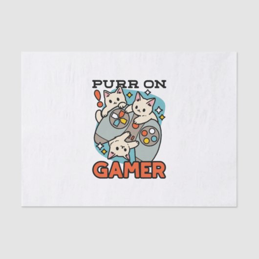 Gesponnen op Gamer - Schattige Cat Gaming Design Tissuepapier (Voorkant)