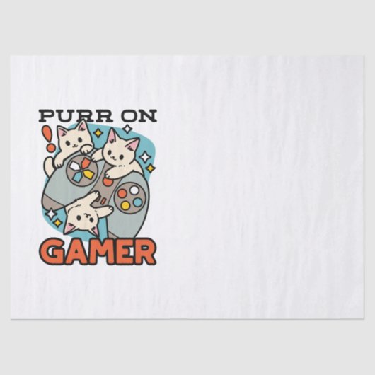 Gesponnen op Gamer - Schattige Cat Gaming Design Tissuepapier (Voorkant)