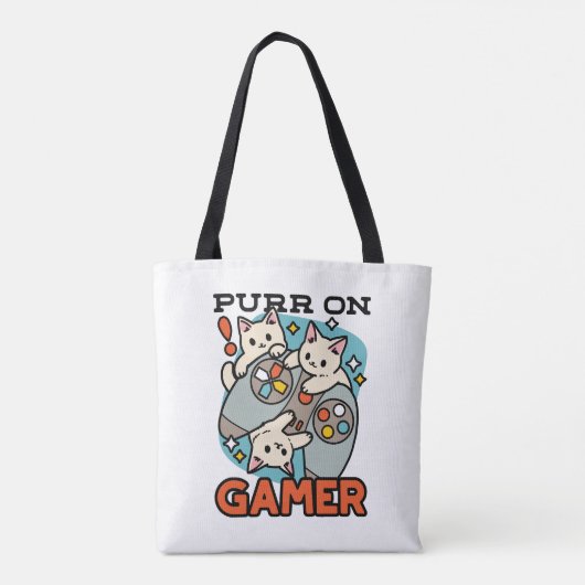 Gesponnen op Gamer - Schattige Cat Gaming Design Tote Bag (Achterkant)