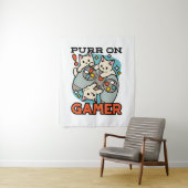 Gesponnen op Gamer - Schattige Cat Gaming Design Wandkleed (In situ)
