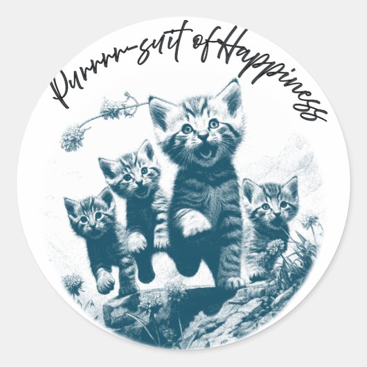 Gesponnen-pak van Happiness, Kitten Style Ronde Sticker (Voorkant)